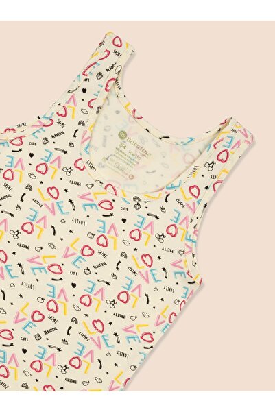 natuline Girl's Organic Cotton Lycra Undershirt Printed Love 6 Pack