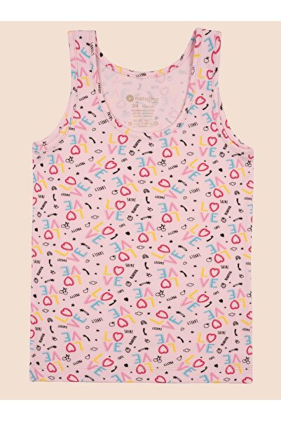 natuline Girl's Organic Cotton Lycra Undershirt Printed Love 3 Pack