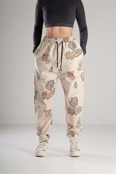 COCOPELLI Tiger Patterned Gabardine Jogger Pants