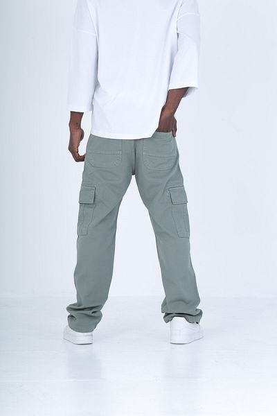 COCOPELLI Gabardine Fabric Water Green Baggy Trousers