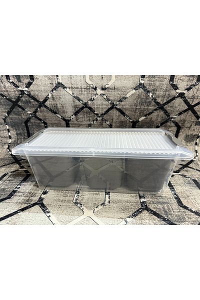 DOWRY STİL Gray 3 Compartment Organizer Lockable Storage Container Pratic