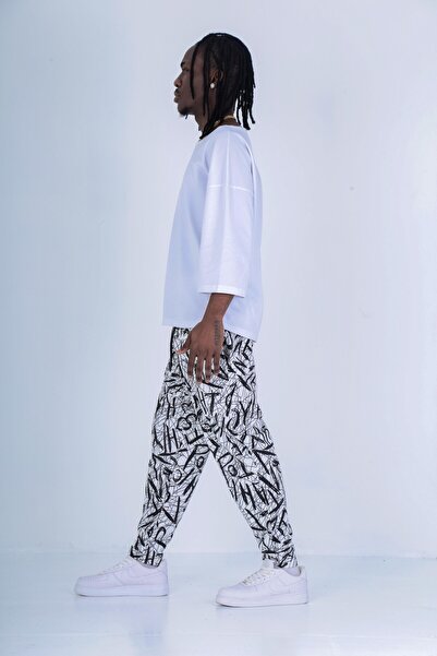 COCOPELLI Білі - чорні штани з графіті-візерунком