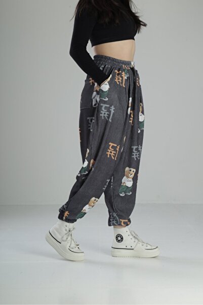 COCOPELLI Teddy Bear Patterned Relaxed Cut Twist Jogger Pants