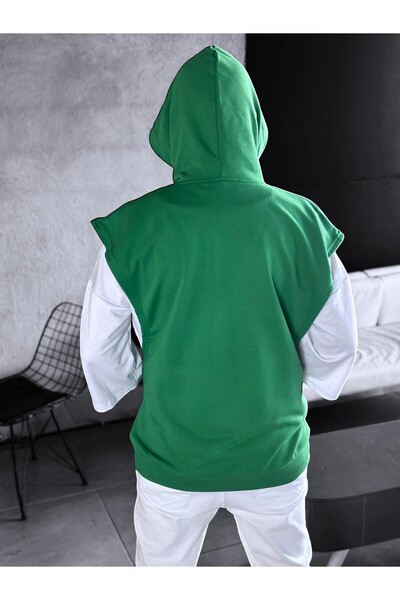COCOPELLI Green Hooded Zero Sleeve Hoodie