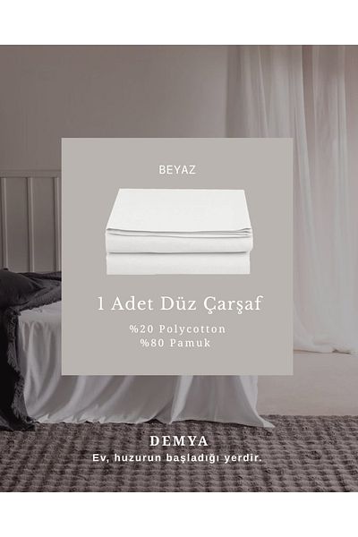 Demya Home Βαμβακερό Μονό Απλό Ξενοδοχείο Λευκό Σεντόνι 160x240 εκ