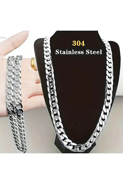 David Stone Cuban Chain Necklace Stainless Steel – Non-Fading, Hypoallergenic, Make a Statement with Hip Hop Style!