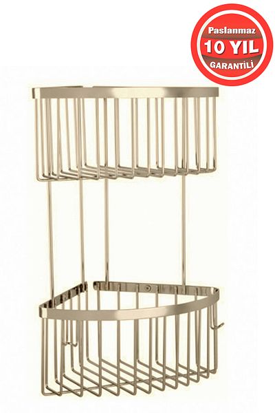 ÇELİK BANYO 19x19 cm Suport pentru șampon din alamă inoxidabil 2 bucăți din aur