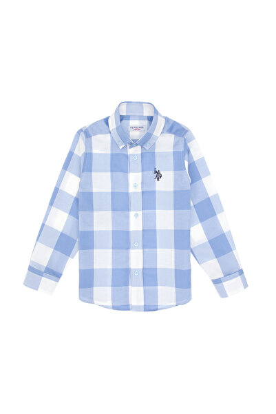 U.S. Polo Assn. Erkek Çocuk Açık Mavi Ekose Uzun Kollu Gömlek 50297395-VR003