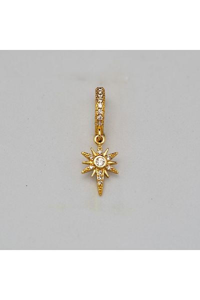Piercing by Sever North Star Dangle Ring Surgical Steel Piercing. Silver Color, Stone (Targus Helix Conch Flat)