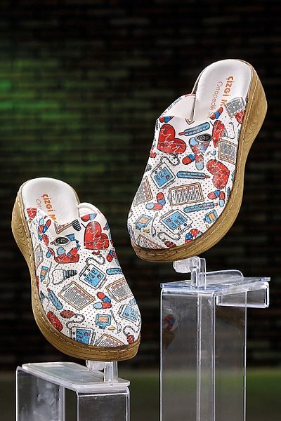 ÇİZGİ MEDİKAL Vivocolor Heartbeat Γυναικείες Παντόφλες Sabo Orthopedic Doctor Nurse Hospital Παντόφλες