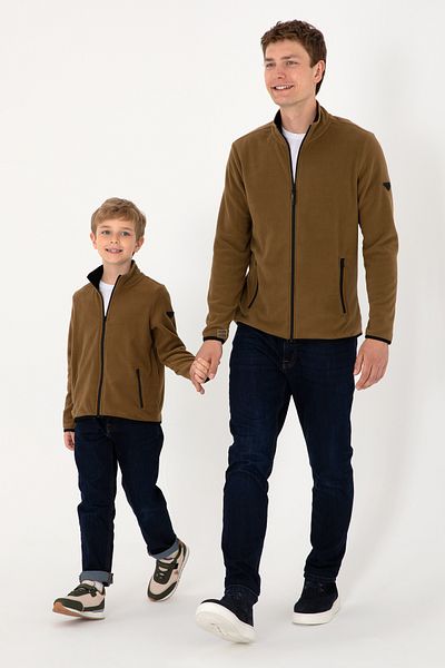 U.S. Polo Assn. Boy's Zippered Khaki Fleece Sweatshirt 50298067 -Vr027