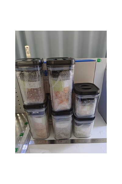 Flippy Food Storage Boxes, Flippy, Set of 12 Containers, Transparent with Black Lid