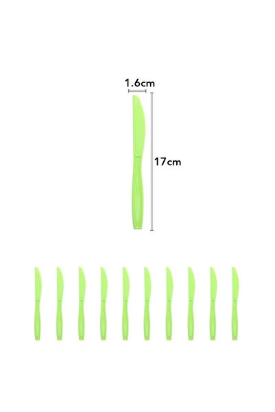 Flippy Set of 10 Disposable Knives, Dino Park Collection, 17 x 1.6 cm, PE Plastic, Green