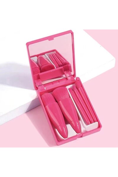 Flippy Σετ 5 μίνι πινέλων μακιγιάζ, εύκαμπτα, φορητά, σε θήκη με καθρέφτη, με...