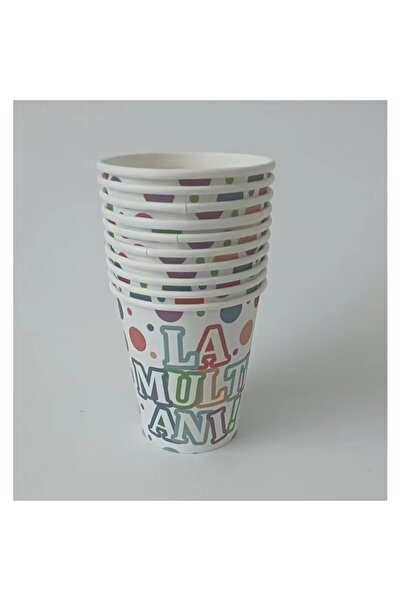 Flippy Set of 10 Cups Flippy, 'Happy Birthday' Print, Cardboard, 250 ml, 7 x 8.5 x 5 cm, Multicolor