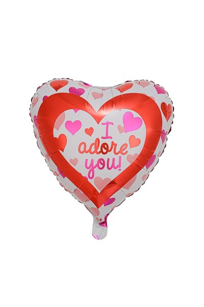 Flippy Flippy Foil Balloon, Heart Shape, I Adore You, 45 cm, Red, With Straw, Air/Helium