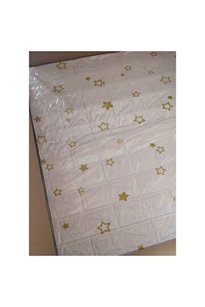 Flippy Set of 10 Self-Adhesive Wallpaper Panels, 70×77 cm, 5.3 m², PVC, Gold Stars, White