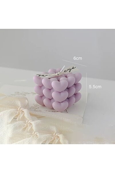 Flippy Decorative Scented Candle - Abstract Heart Cube, Lavender, 6 x 5.5 cm, Purple