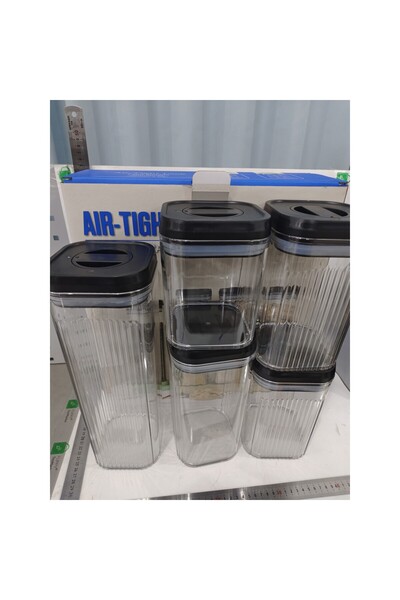 Flippy Food Storage Boxes, Flippy, Set of 5 Containers, Transparent with Black Lid