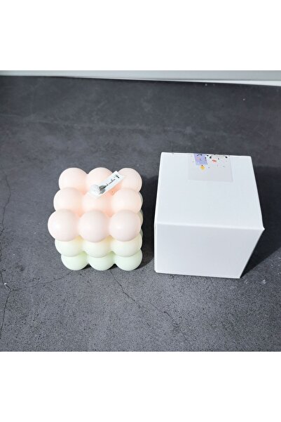 Flippy Scented Candle Flippy, Soy Wax Cube, Gradient in 3 Pale Colors, 6x6x6 cm, Peach Scent, Beige