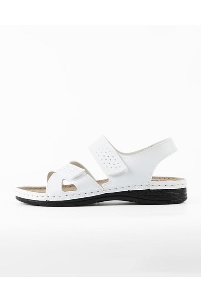 DR KLOMPA Men's Daily Sandals Dk353 White Fanetta Velcro Adjustable Orthopedic Summer Sandals