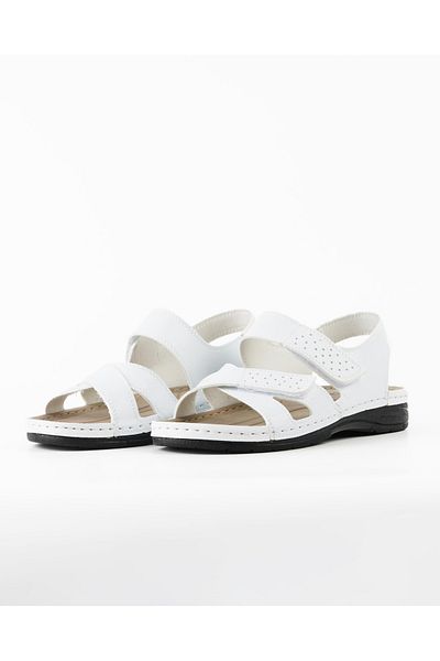DR KLOMPA Men's Daily Sandals Dk353 White Fanetta Velcro Adjustable Orthopedic Summer Sandals