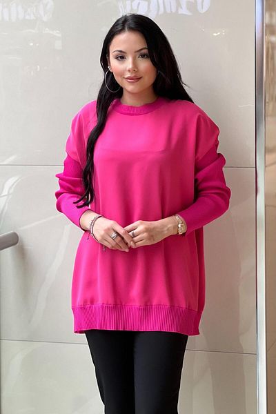 Ghisa Ribbed Mercerized Crimp Sleeve Crepe Tunic