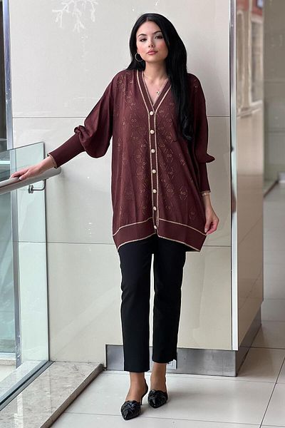 Ghisa Gg Logo Stone Embroidered Mercerized Cardigan
