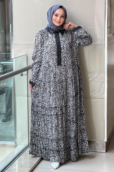 Mahal Lissmore Shirt Collar Half Zipper Leopard Print Dress