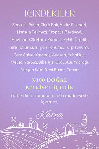 KARNA LİFE Zencefilli Macun - Ballı Ve Andız Pekmezli 400 gr