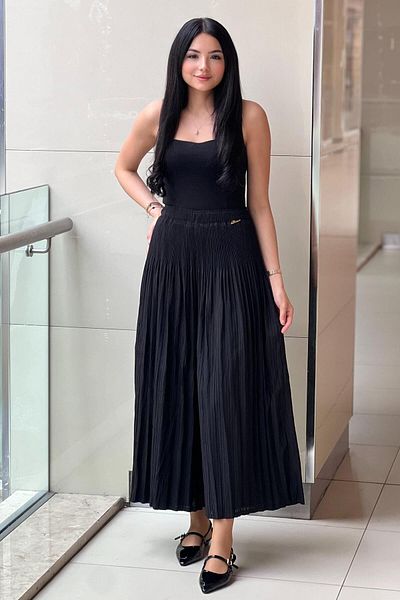 Ghisa Pleated Loose Trousers with Elastic Waist