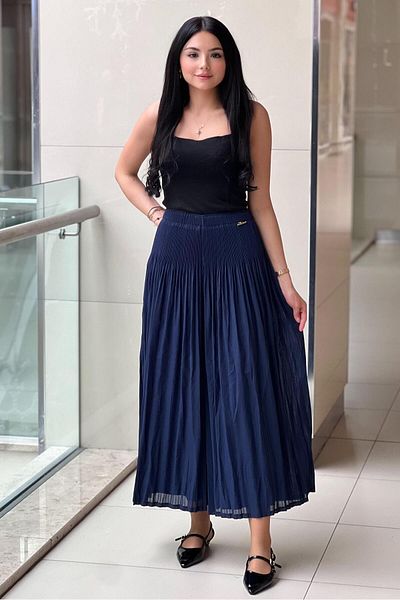 Ghisa Pleated Loose Trousers with Elastic Waist