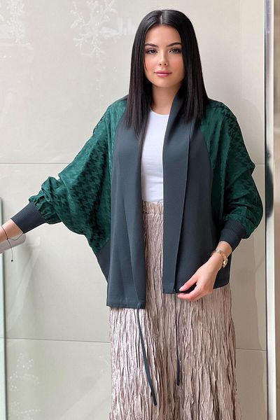 Ghisa Satin Back Triangle Patterned Mercerized Cardigan