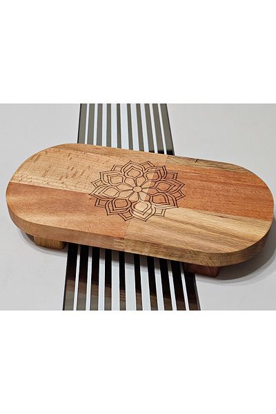 Royal Hediyelik 22X11 cm Oval Wood Patterned Oil Pot Bottle - Kitchen Coaster and Organizer