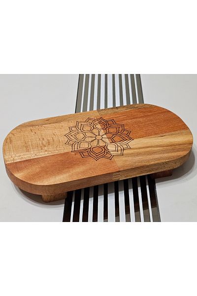 Royal Hediyelik 22X11 cm Oval Wood Patterned Oil Pot Bottle - Kitchen Coaster and Organizer