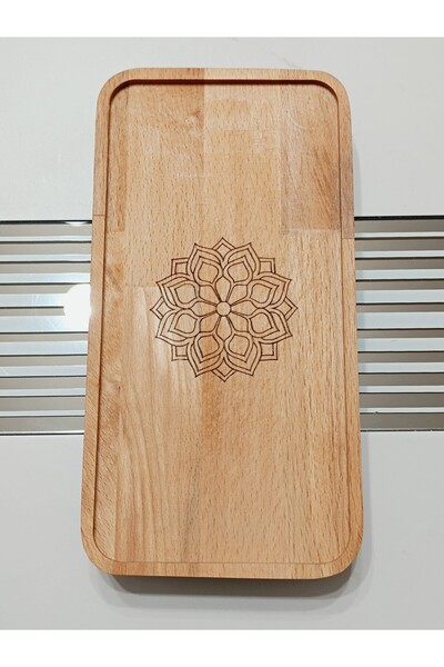 Royal Hediyelik 22x11 Cm Ayaklı Dikdörtgen Ahşap, Motif Desenli, Yağdanlık, Şişe, Mutfak Altlığı Ve Düzenleyici