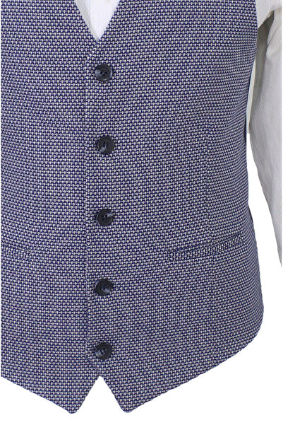 MENTOR REGALO Men's Vest V-Neck Blue Patterned 50506