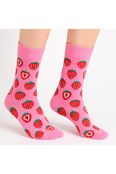 MiaSocks Pembe Çilek Desenli çorap