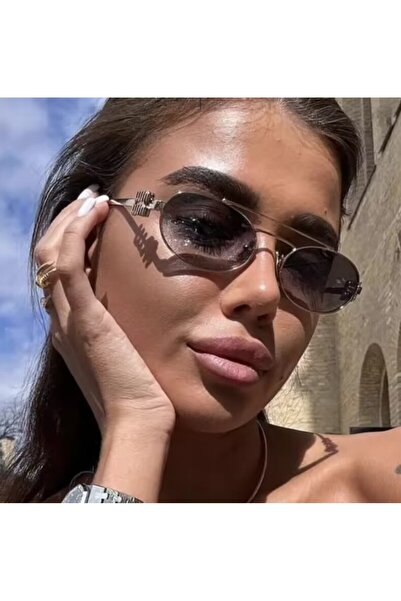 BluePepper نظارة شمسية MIUX V6 سوداء بإطار فضي بيضاوي 50-16-142