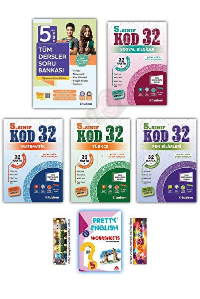 Tudem Yayınları 5. Sınıf Tüm Dersler Soru Bankası Kod32 Tekrar Ingilizce Yapr...