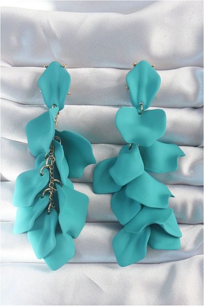Bellamods Brass Turquoise Color Dangle Leaf Model Earrings - Tj-Bkp9183