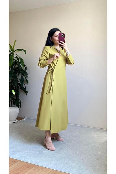 STEALLE MODA GİYİM Φόρεμα μάξι από ύφασμα ποπλίνα με λεπτομέρεια φιόγκου-1062