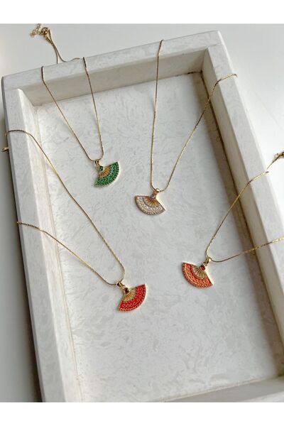 SELISYAJEWELRY Yelpaze Yeşil Çelik Kolye