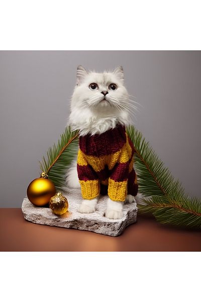 Lady Fify Yellow Red Striped Fan Sweater for Cat Dog
