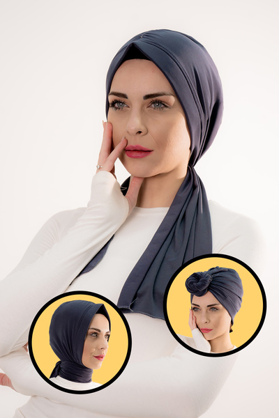 Şalcenneti.com Three Different Ties Dubai Model Ready Practical Shawl Smoked