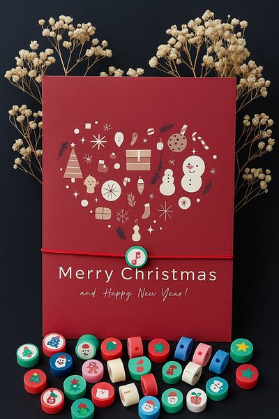 Emtory 10 Pieces Red Heart Patterned Card New Year Figured Bracelet - New Year Gift - Lucky Bracelet