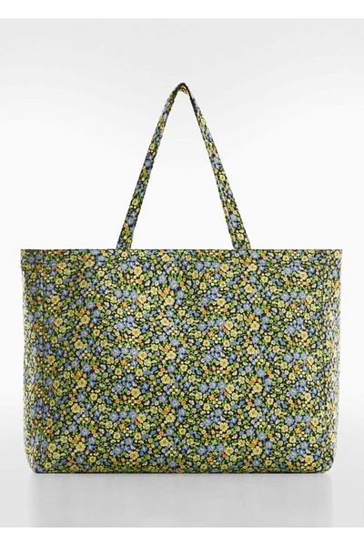 MANGO Woman Geantă de cumpărături cu model de flori de vară