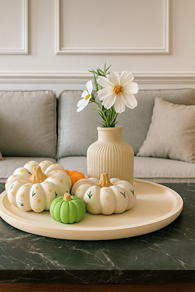 Lina Art hediyelik Dekoratif Tabakta Görsel Kabak Seti ( Tabak Boyutu 24 Cm B...