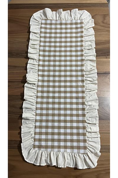 Erba kreasyon τραπεζομάντιλο δρομέας λινό πάπιας 110x40 με βολάν με σχέδιο γιακά