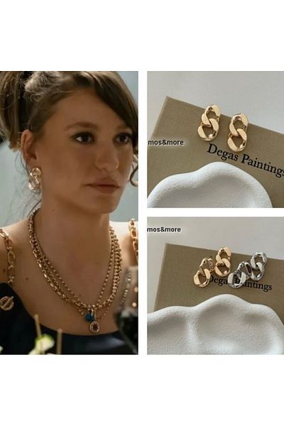 mos&more Silver Color Chain Model Stylish Women's Earrings